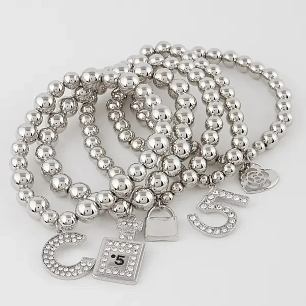 C5 Luxe Silver-Tone Beaded Charm Bracelet Set